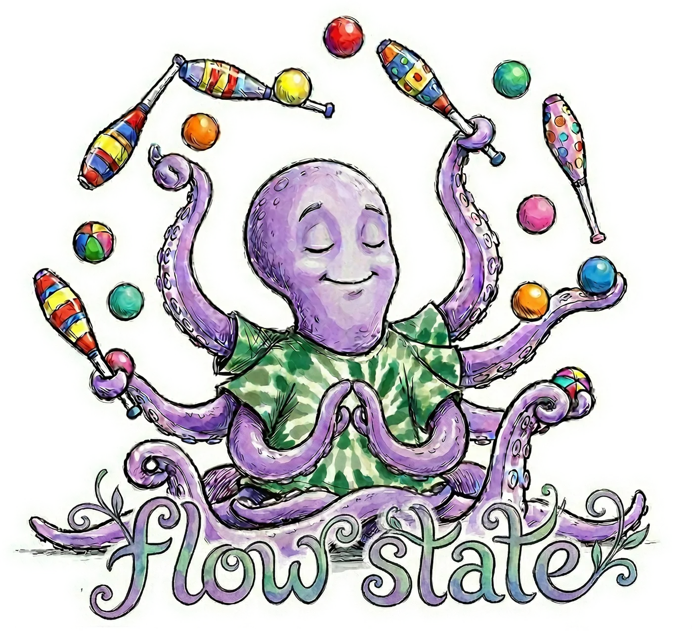 Meditative Octopus Juggling design